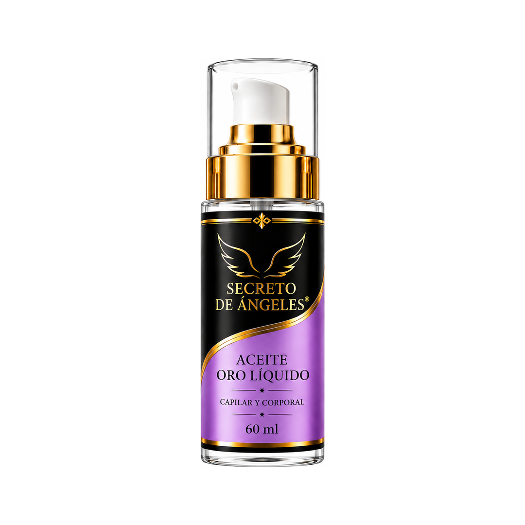 Secreto de Ángeles - Aceite Oro Líquido Capilar y Corporal 60 ml (morado)